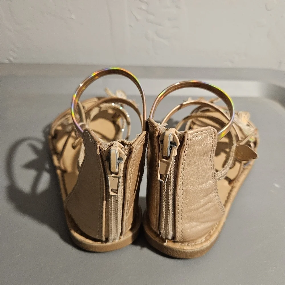 Self Esteem Girls 11 Rose Gold Butterfly Sandals Sparkle Holographic Straps